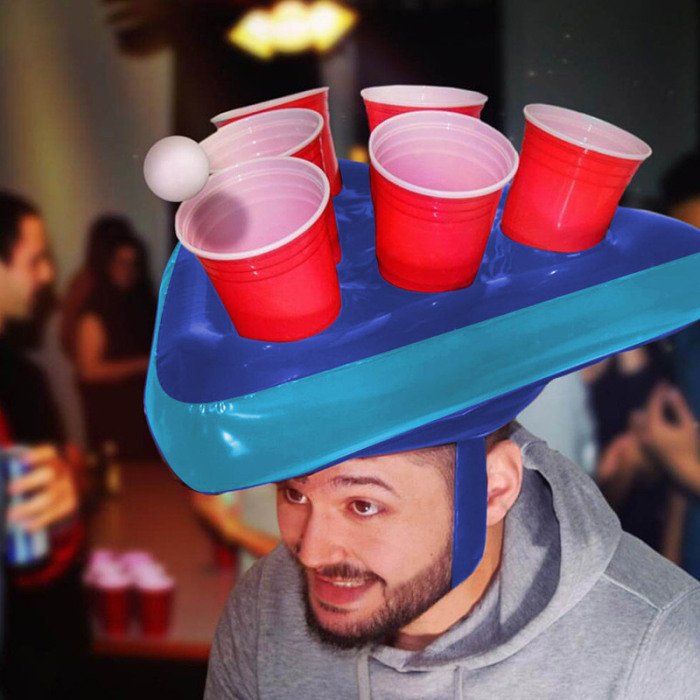 Inflatable Beer Pong Hat Game Set Fun Outdoor Lawn Toy For Kids And Adults Fj88 - 1