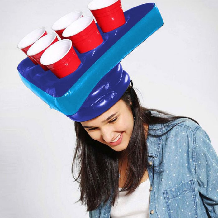 Inflatable Beer Pong Hat Game Set Fun Outdoor Lawn Toy For Kids And Adults Fj88 - 2