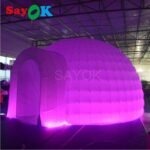 Portable White Inflatable Dome Tent With Color Changing Led Lighted Igloo For Trade Show Exhibition - 4