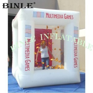 Portable White Inflatable Money Booth Catching Grab Machine Cash Cube For Sales Promotion - 2