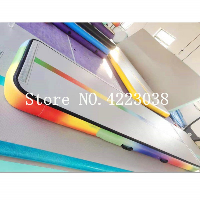 3x1x01m Rainbow Inflatable Air Track Gymnastics Mat Durable Tumble Floor Airtrack For Home Outdoor Training Exercise - 2 3x1x01m Rainbow Inflatable Air Track Gymnastics Mat Durable Tumble Floor Airtrack For Home Outdoor Training Exercise - 2