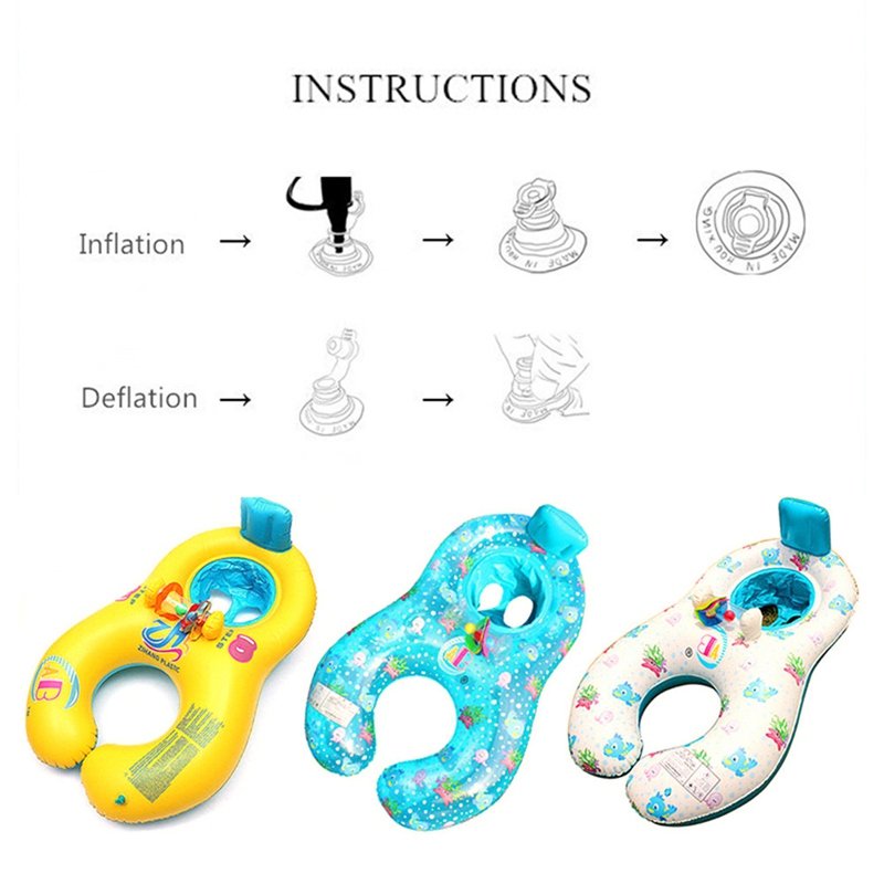 Multicolor Inflatable Double Swim Ring For Parentchild Interaction Durable And Thick 4 Color Options - 6