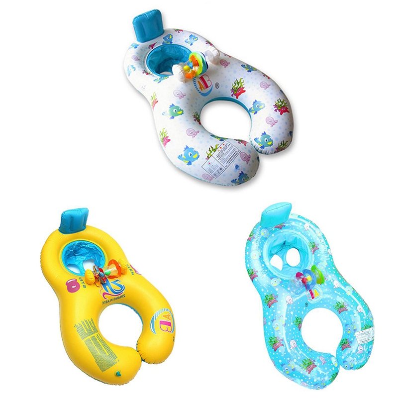 Multicolor Inflatable Double Swim Ring For Parentchild Interaction Durable And Thick 4 Color Options - 8