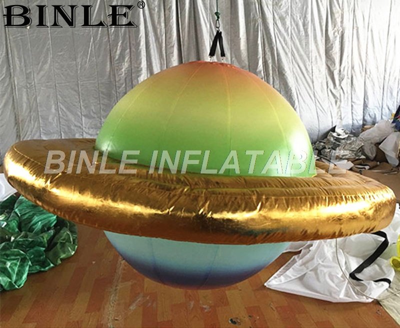 Ledlit Giant Inflatable Saturn Balloon Nine Planets Solar System Rainbow Color Party Decoration - 4