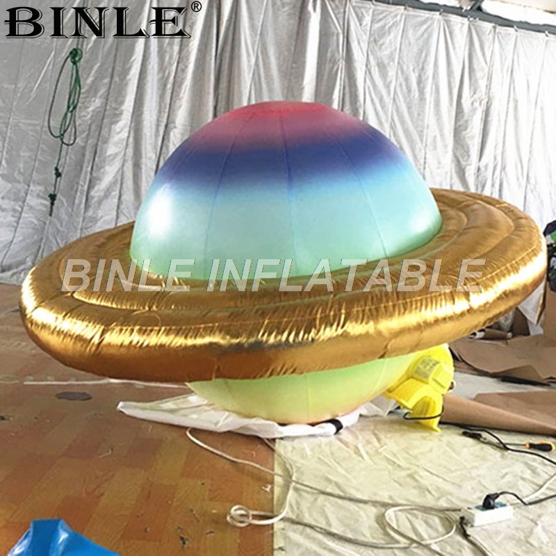 Ledlit Giant Inflatable Saturn Balloon Nine Planets Solar System Rainbow Color Party Decoration - 2
