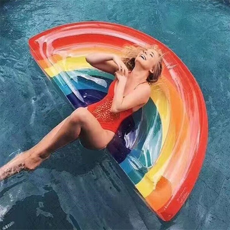 Summer Rainbow Inflatable Pool Float Water Raft Chair Fun Holiday Party Swimming Toy - 8