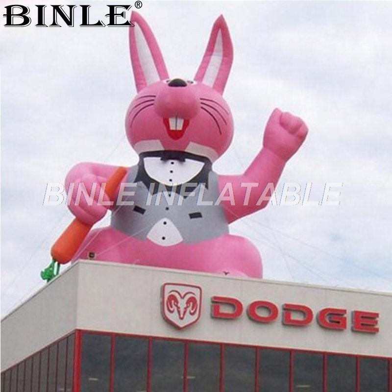 Giant Inflatable Easter Bunny Model With Carrot Outdoor Roof Top Promotional Holiday Decoration Durable Eyecatching - 1 Giant Inflatable Easter Bunny Model With Carrot Outdoor Roof Top Promotional Holiday Decoration Durable Eyecatching - 1