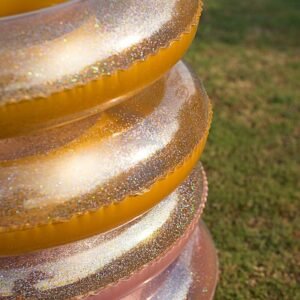 Rose Gold Bling Sparkling Adult Swimming Rings Inflatable Pool Float Handles Yellow Round Circle Ring Sr10 - 2