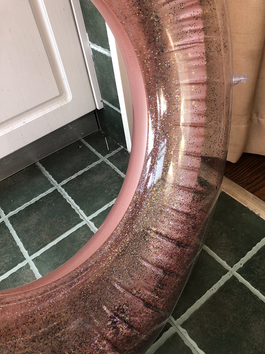 Adult Inflatable Pool Float Ring Sparkling Rose Gold Bling Yellow Round Swim Ring With Handles Sr10 - 11