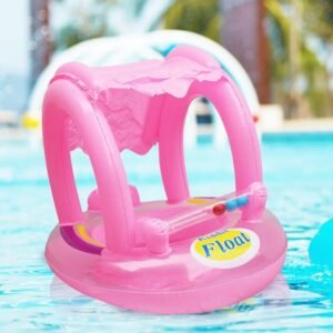 Safe Inflatable Baby Kids Swimming Ring Pvc Infant Float Boat Adjustable Sunshade Seat Fun Pool Toys - 2