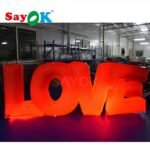 Sayok L3 1xh1 2m Red Color Inflatable Alphabet Love Letter With Led Light For Wedding Valentine's Day - 3