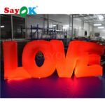 Sayok L3 1xh1 2m Red Color Inflatable Alphabet Love Letter With Led Light For Wedding Valentine's Day - 4