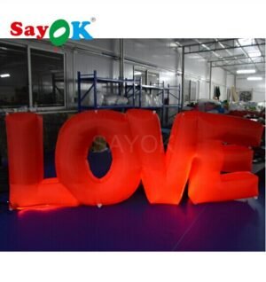 Sayok L3 1xh1 2m Red Color Inflatable Alphabet Love Letter With Led Light For Wedding Valentine's Day - 2