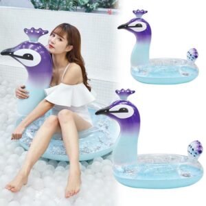 Sequins Peacock Inflatable Swimming Ring Water Circle Lovely Pool
