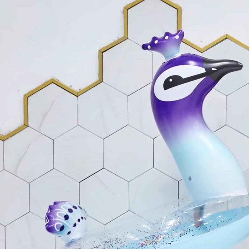 Deluxe Peacock Sequin Inflatable Swimming Ring Water Float Pool Toy Summer Fun Relaxation Accessory - 6