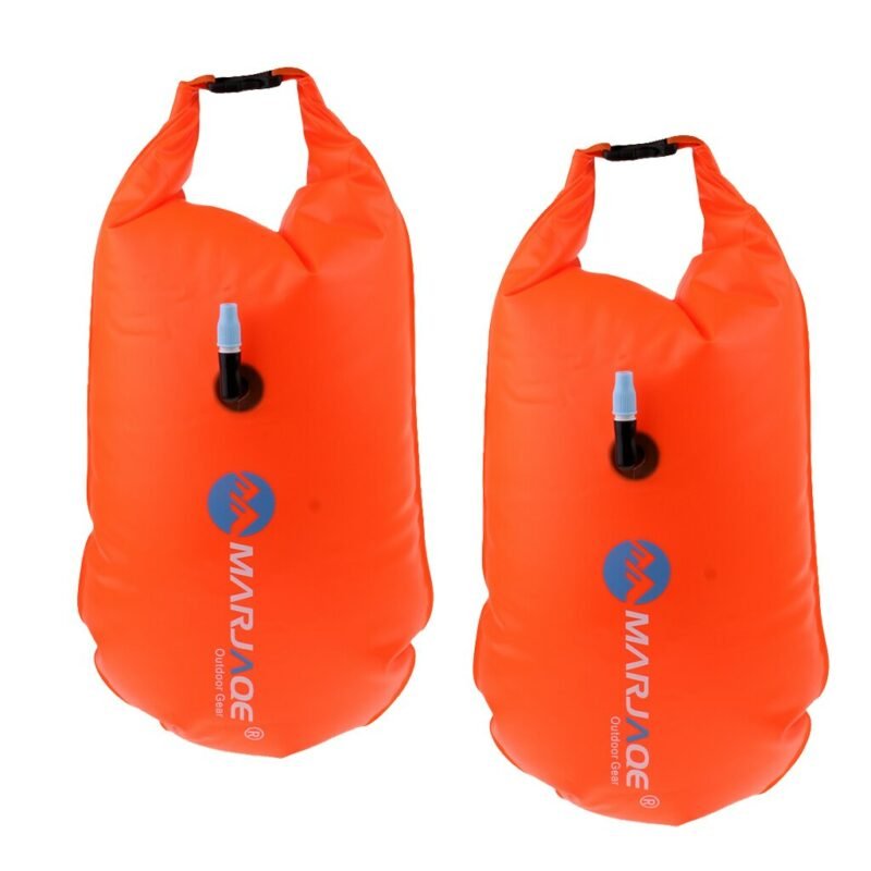 Set 2 Pvc Safety Inflatable Floating Dry Storage Bag Float & Belt For Open Water Swimming Kayak Sup Diving
