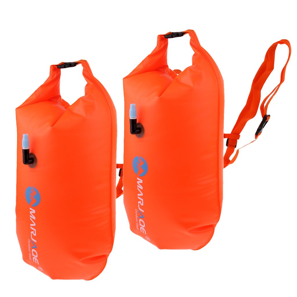 Inflatable Safety Floating Dry Storage Bag Set Pvc Ideal For Open Water Swimming Kayaking Sup Diving Includes 2 Bags Belt - 4