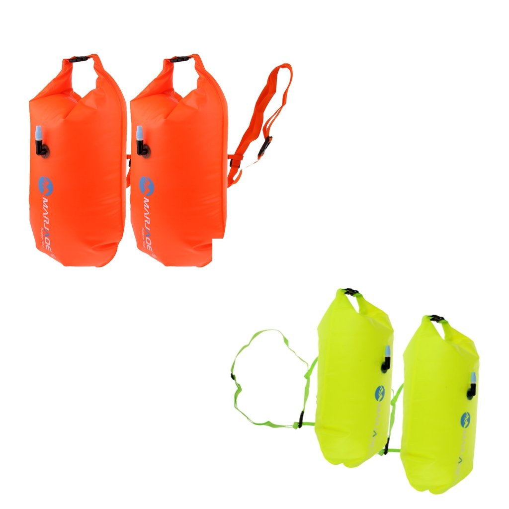 Inflatable Safety Floating Dry Storage Bag Set Pvc Ideal For Open Water Swimming Kayaking Sup Diving Includes 2 Bags Belt - 2