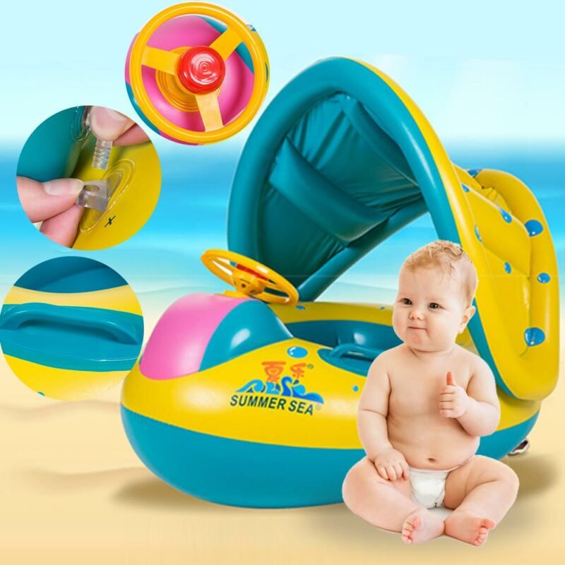 Summer Baby Swimming Pool Inflatable Swim Float Water Fun Toys Ring Seat Boat Kids Beach Sport