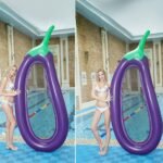 Summer Swimming Pool Floating Inflatable Big Eggplant Leisure Water Row Adult Comfortable - 3