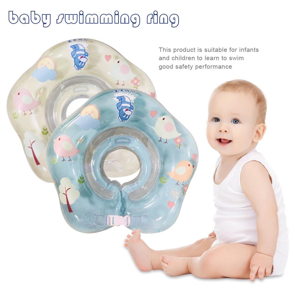 Summer Baby Inflatable Swimming Ring With Neck Collar Pool Safety Float Cartoon Design For borns - 1