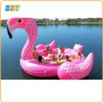 Super Giant Water Toys Pool Fun Raft Inflatable Pink Flamingo Float Island On Lake For 6 - 4
