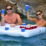 Swimming Float Pool Inflatable Toys 24-hole Beer Pong Table With Cooler Mattress