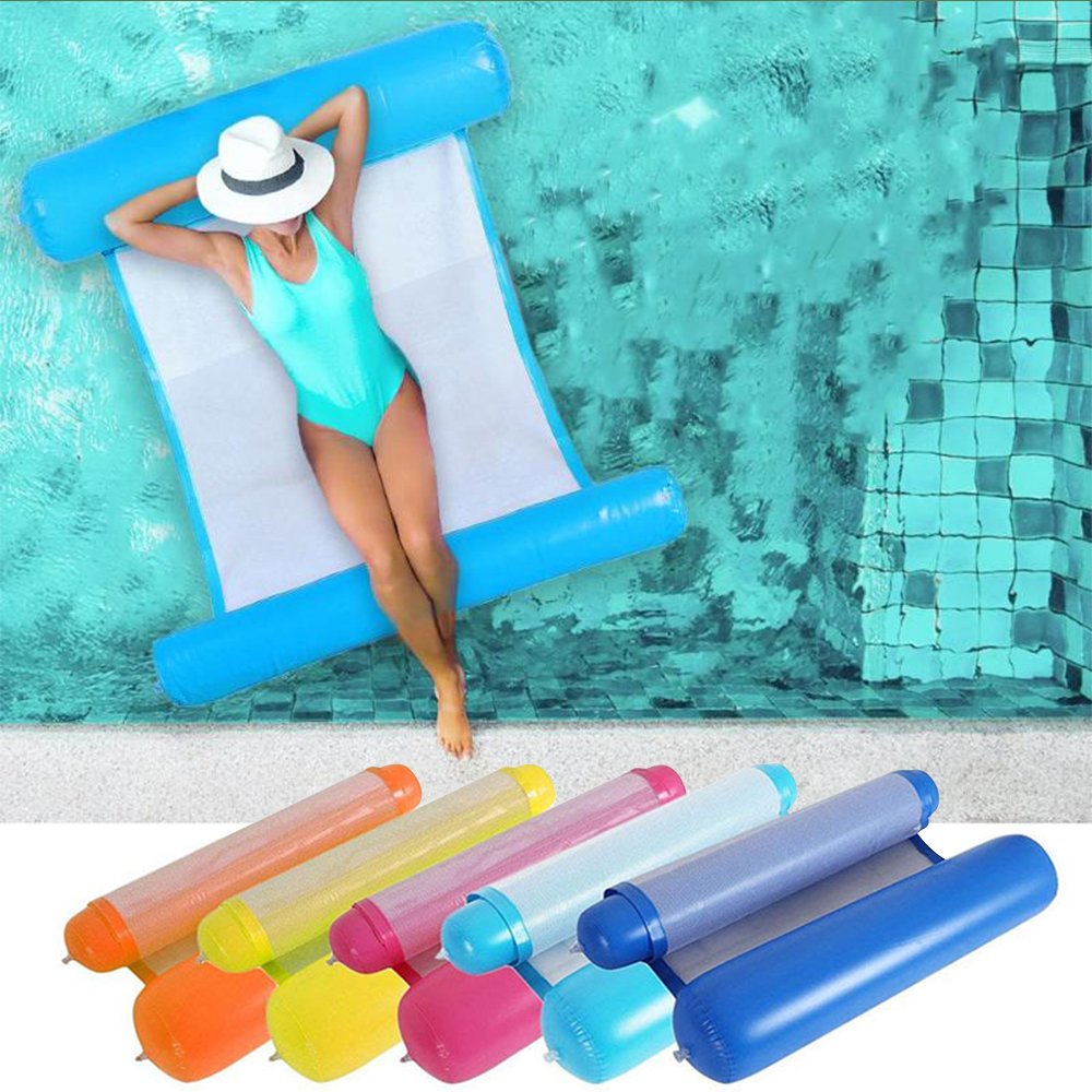 Floating Inflatable Hammock 130x73cm Luxury Swim Ring Water Lounger For Pool Beach Relaxation - 1