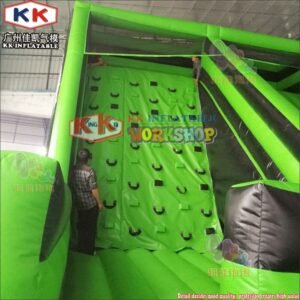 Green Inflatable Climbing Wall Giant With Bouncer For Kids And Adult - 2