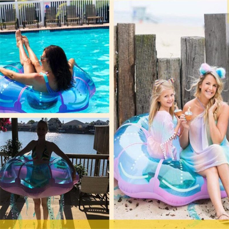 Summer Fun Transparent Jellyfish Inflatable Pool Float Water Party Raft Swimming Mattress Holiday Toy Chair - 9 Summer Fun Transparent Jellyfish Inflatable Pool Float Water Party Raft Swimming Mattress Holiday Toy Chair - 9