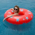 Tropical Palm Tube Float 115cm Giant Rainbow Inflatable Swimming Ring Pool Floating Water Party Toy - 2