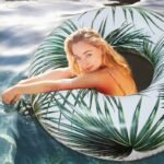 Tropical Palm Tube Float 115cm Giant Rainbow Inflatable Swimming Ring Pool Floating Water Party Toy