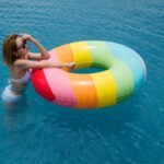 Tropical Palm Tube Float 115cm Giant Rainbow Inflatable Swimming Ring Pool Floating Water Party Toy - 4