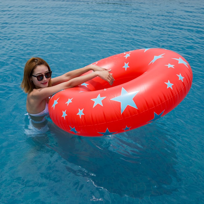 Giant 115cm Rainbow Tropical Palm Tube Inflatable Pool Float Water Party Swimming Ring Fun Outdoor Water Toy - 2