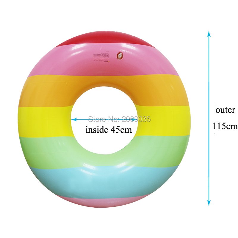 Giant 115cm Rainbow Tropical Palm Tube Inflatable Pool Float Water Party Swimming Ring Fun Outdoor Water Toy - 8