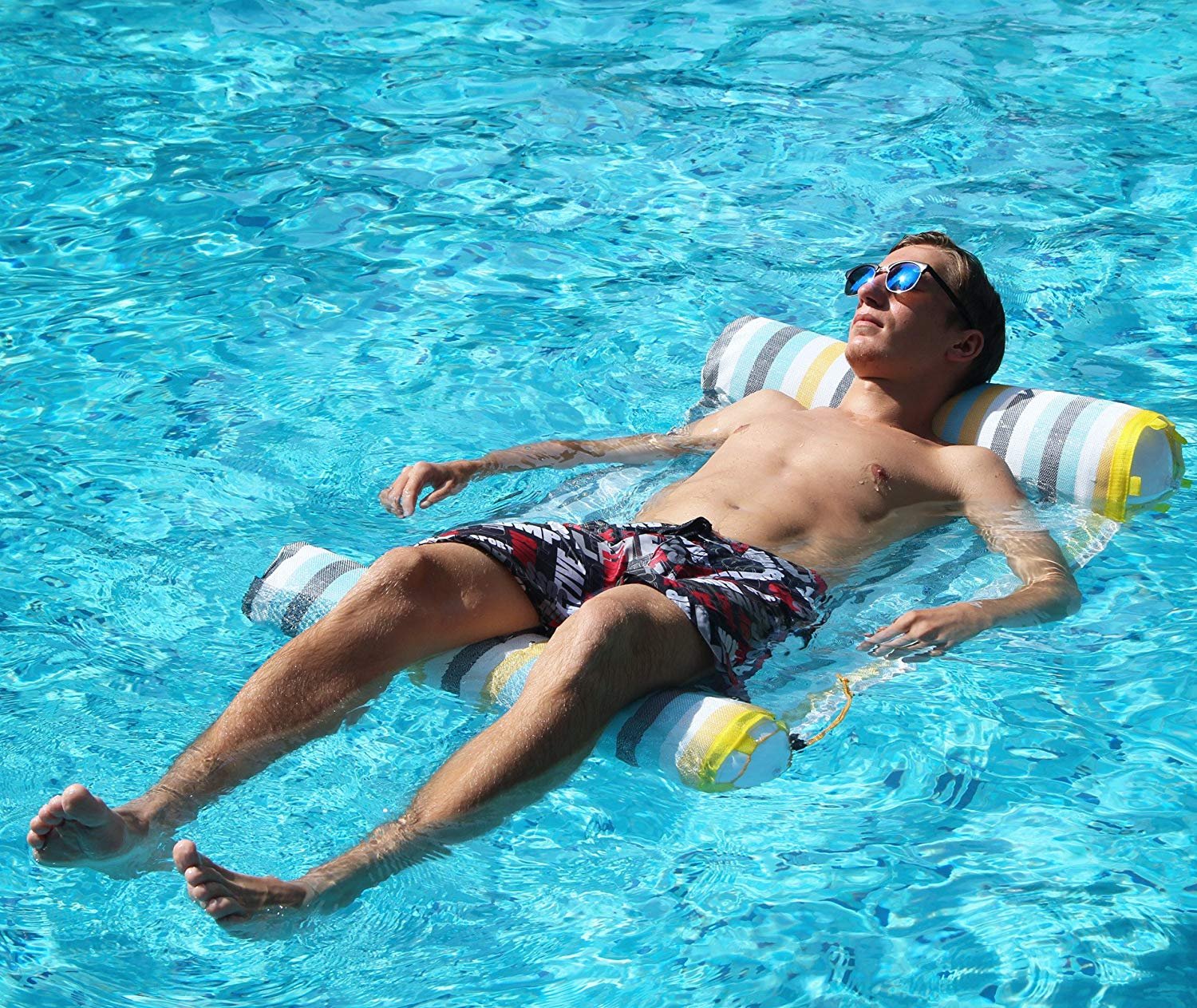 Inflatable Swimming Pool Water Hammock With Foot Rest Beach Floating Bed Swim Chair Lounger - 2 Inflatable Swimming Pool Water Hammock With Foot Rest Beach Floating Bed Swim Chair Lounger - 2