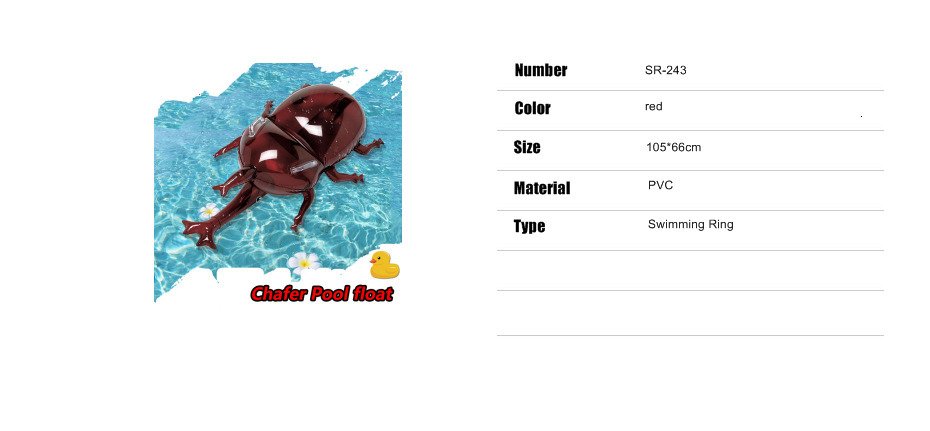 Boys Giant Beetle Inflatable Water Pool Float Swimming Ring Air Mattress Raft Animal Lounge Toy Life Buoy - 1