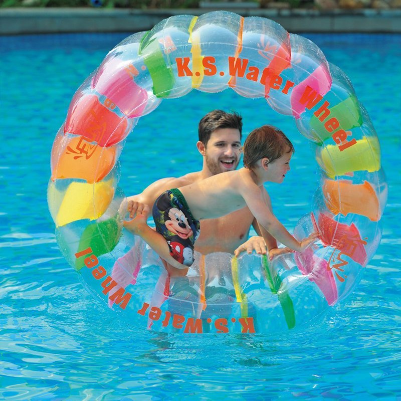 Kids Inflatable Giant Water Wheel Roller 100cm Colorful Pool Float Fun Beach Party Ball Toy - 5 Kids Inflatable Giant Water Wheel Roller 100cm Colorful Pool Float Fun Beach Party Ball Toy - 5
