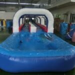 With A Pool Of Double Inflatable Water Slide Slip And