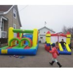 Yard Giant Inflatable Obstacle Course Large Climbing Wall Slide Super Combo Bounce House 6 In 1 With Blower Bouncer - 6