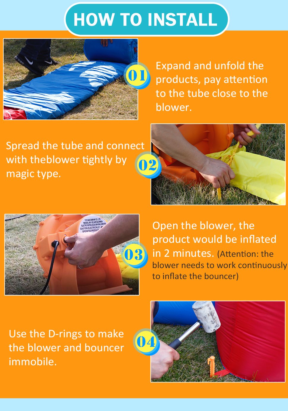 Large Outdoor Inflatable Bounce House Dualsided Kids Play Jumping Castle 5x4x27m Fun Party Toy - 3