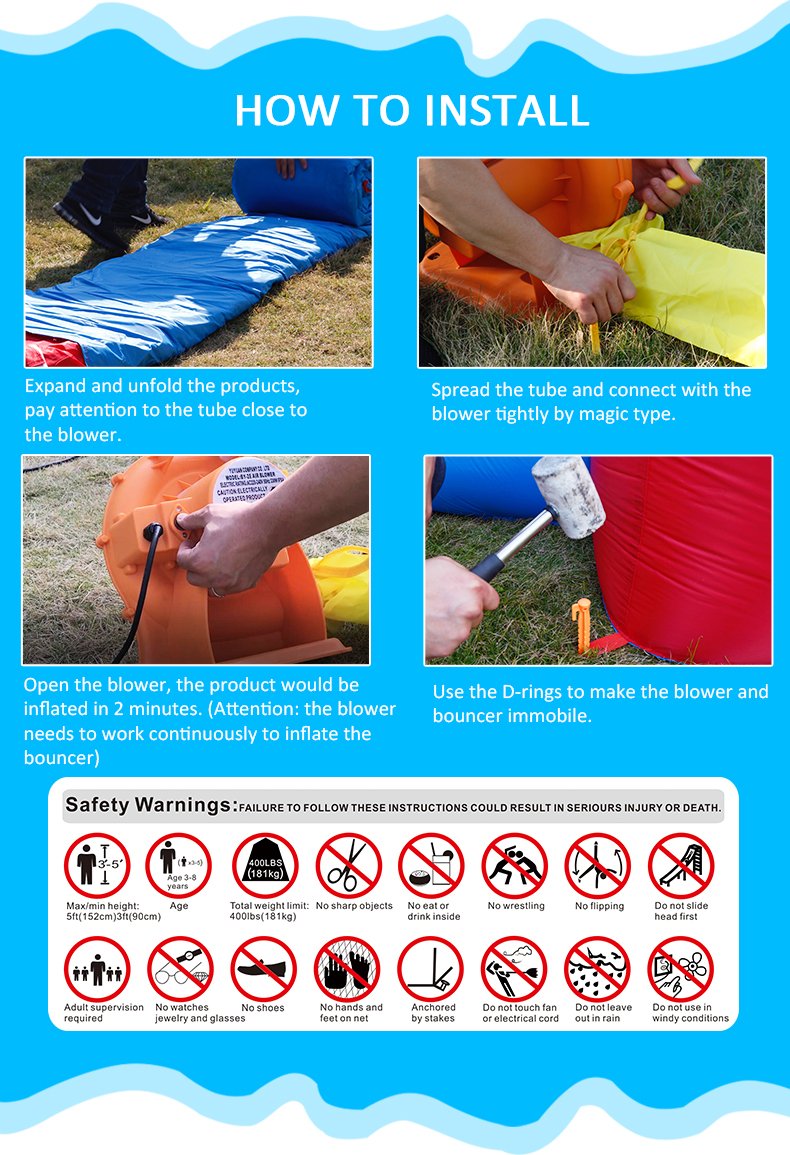 Dual Slide Inflatable Bounce House Indooroutdoor Pvc Nylon Moonwalk Jumping Castle Kids Toy With Blower - 1