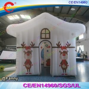 To Door Inflatable Grotto Merry Christmas Santa Tent Xmas Cabin House - 2
