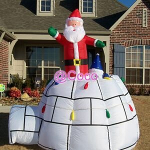To Door Giant Inflatable Santa Igloo Customized Christmas Decoration