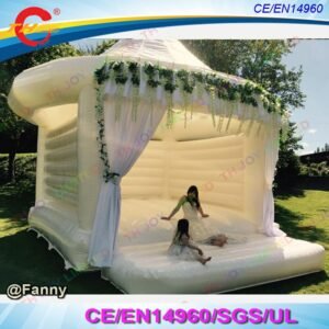 White Inflatable Wedding Bouncer Bounce House Jumping Castle Bed Bouncy - 2