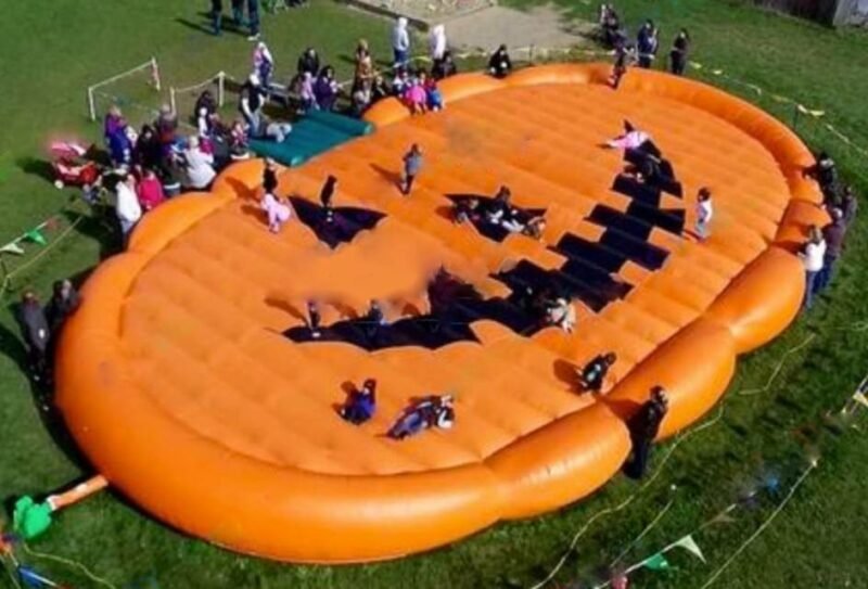 Giant Inflatable Jump Pad For Halloween Pumpkin Jumping Game Big Shape