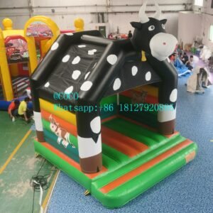 To Door 4x4x3 5m Cow Bouncy Castle Inflatable Bounce House With Roof - 2