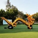 8x3 5 Meters Inflatable Splendid Golden Dragon Model Toy Customized Colored Inkjet Serpent Balloon Decoration