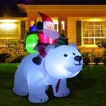 Giant Inflatable Santa Claus Riding Polar Bear 2m Christmas Head Doll Indoor Outdoor Garden Xmas Decoration