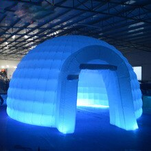 Portable White Inflatable Dome Tent With Color Changing Led Lighted Igloo For Trade Show Exhibition